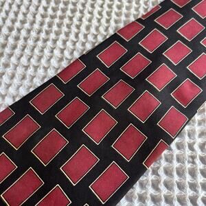 Christian Dior Monsieur Vintage Silk Tie Black and Burgundy Geometric Pattern